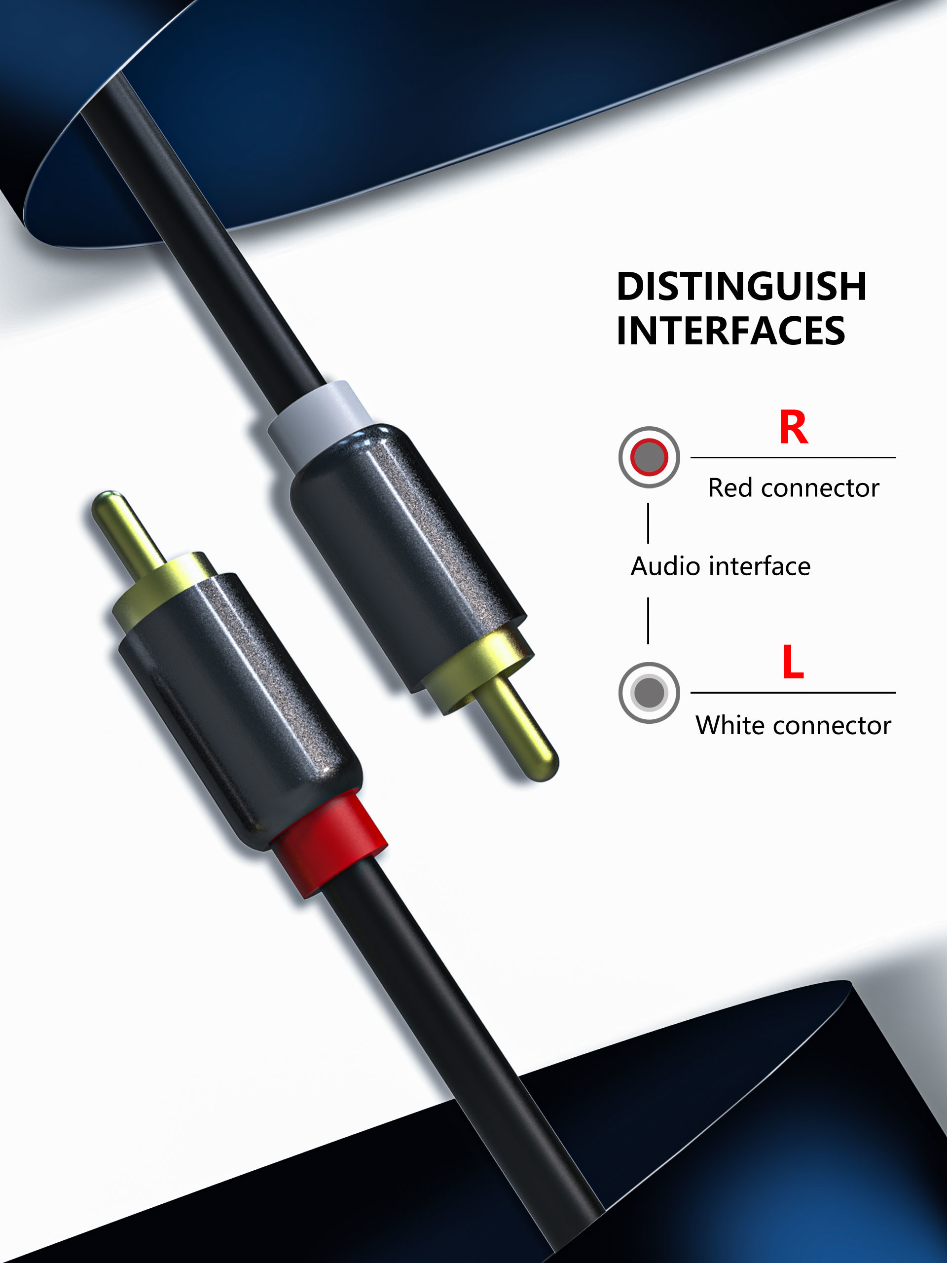 3.3ft RCA To RCA Audio And Video Cable Gold Plated For Home Theater OCC