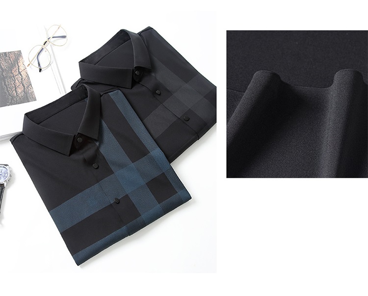 Striped Polyester/Cotton Casual Black Shirt for Men Slim Fit Long Sleeve Shirts