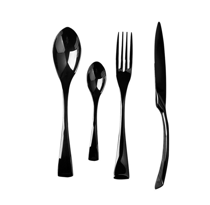 NEWTO Stainless Steel Black Flatware/Wedding Cutlery/Colorful Banquet Tableware