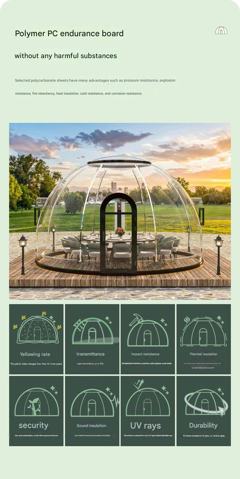 Outdoor sun room scenic PC star room Outdoor camping tent transparent bubble room