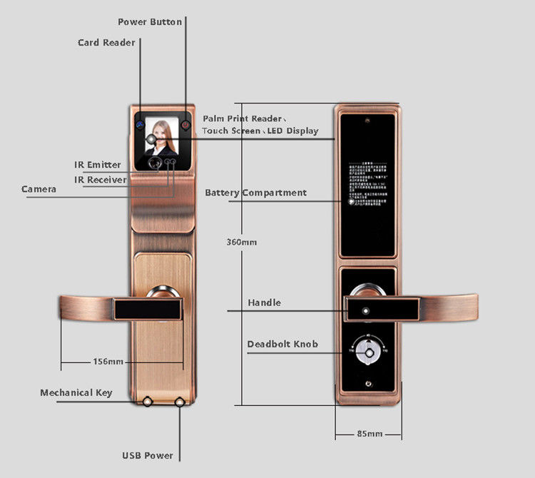 Biometric Smart Face Recognition Door Lock Infrared Non - Touch Info - Collect Way