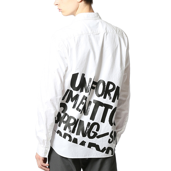 White Men's Casual Long Sleeve Button Down Shirts With Custom Design Logo
