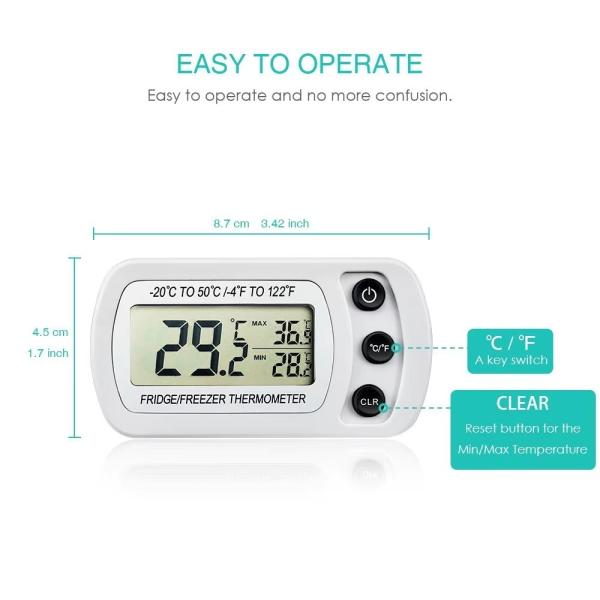 DTH-94 LCD Display -20℃~50℃ Digital Wall Refrigerator Thermometer Hygrometer Temperature Humidity MeterFor Fridge Freezer Cold Chain Transportation