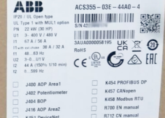 ABB ACS510-01-03A3-4 48 to 63 Hz Frequency Converter 1.1 KW I2n 3 380 … 480 V