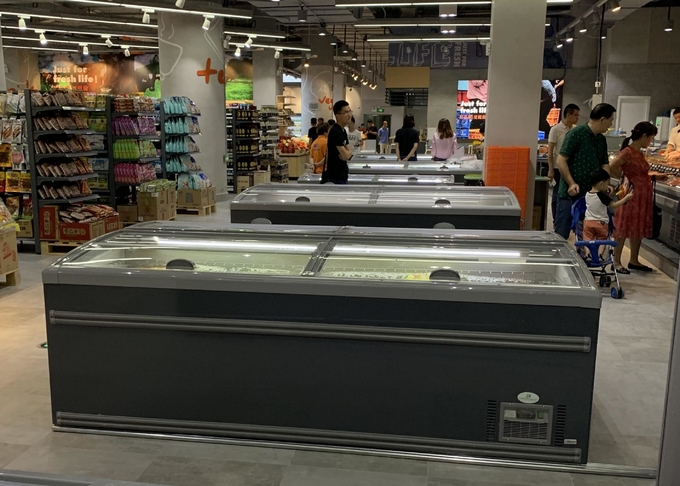 Supermarket No Frost Island Freezers Large Glass Door Chest Display Freezer