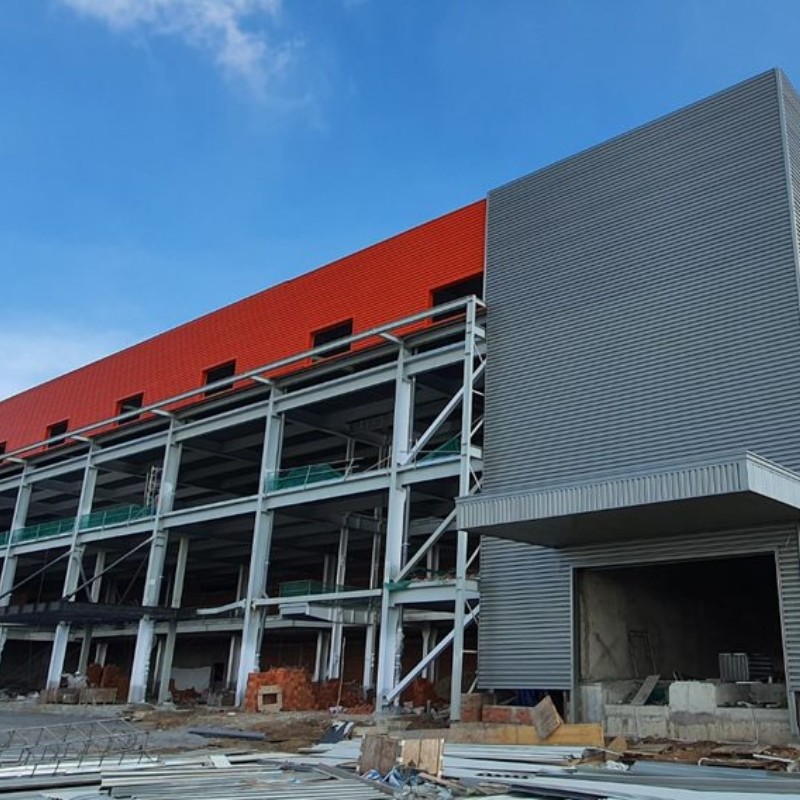 Customized Steel Structure Workshop With Cladding Sheet / Sandwich Panel