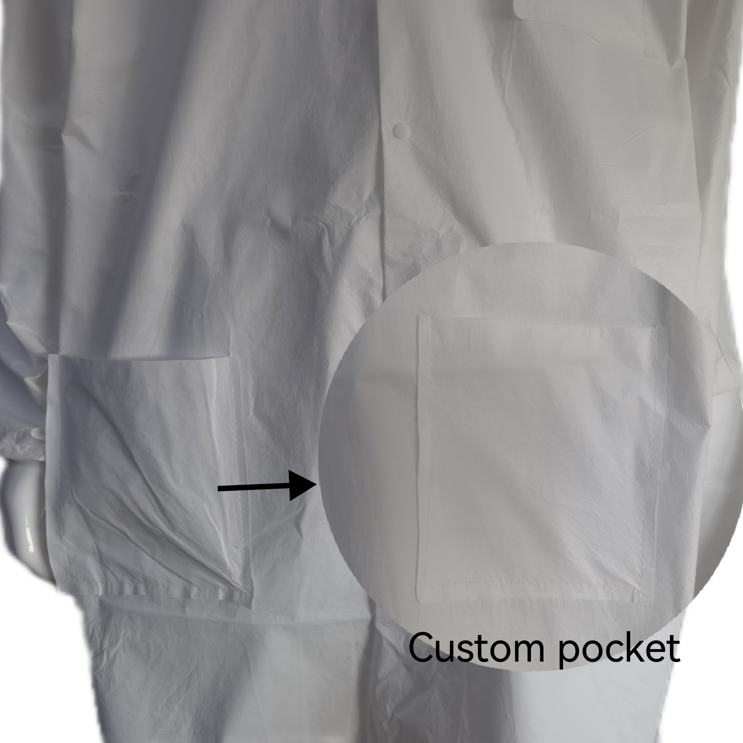 White Microporous Waterproof Dustproof Unisex Uniform Lab Coat with Elastic Wrists Cuffs