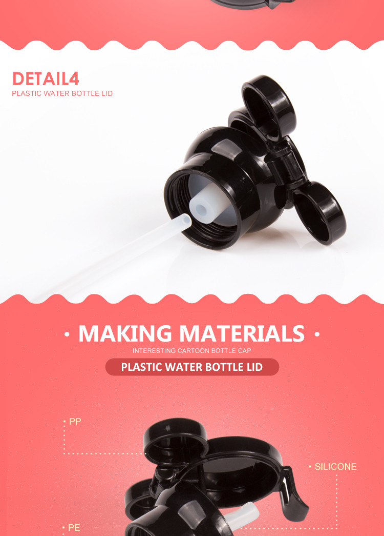 Wholesale mickey shape child resistance cap plastic water bottle caps with straw