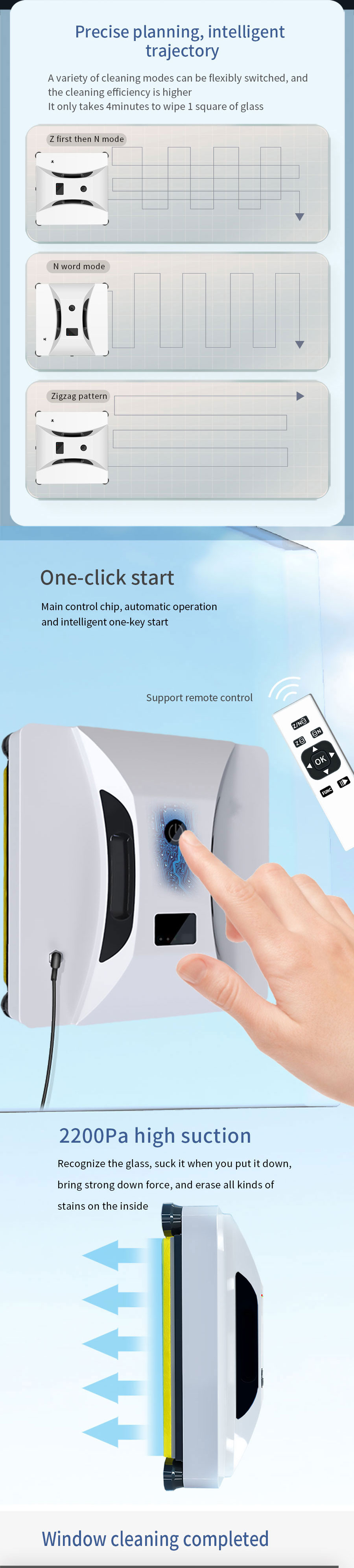 80Watt Automatic Window Cleaner Robot 2.5mins/M2 Mini Slim Robot Vacuum