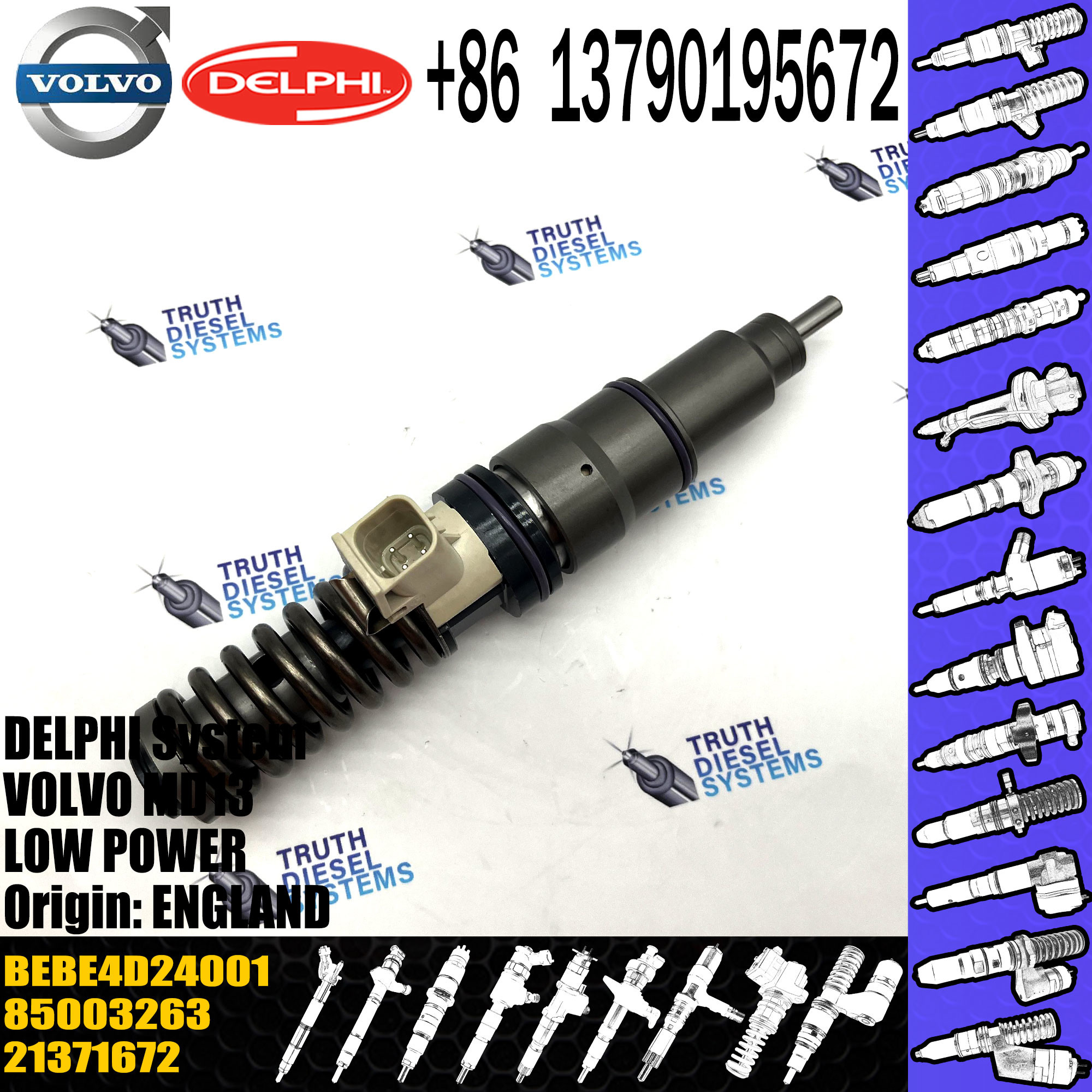 4 PINS diesel fuel injector 3801618 BEBE4D08001 BEBE4D16001 BEBE4D24001 for VOL PENTA