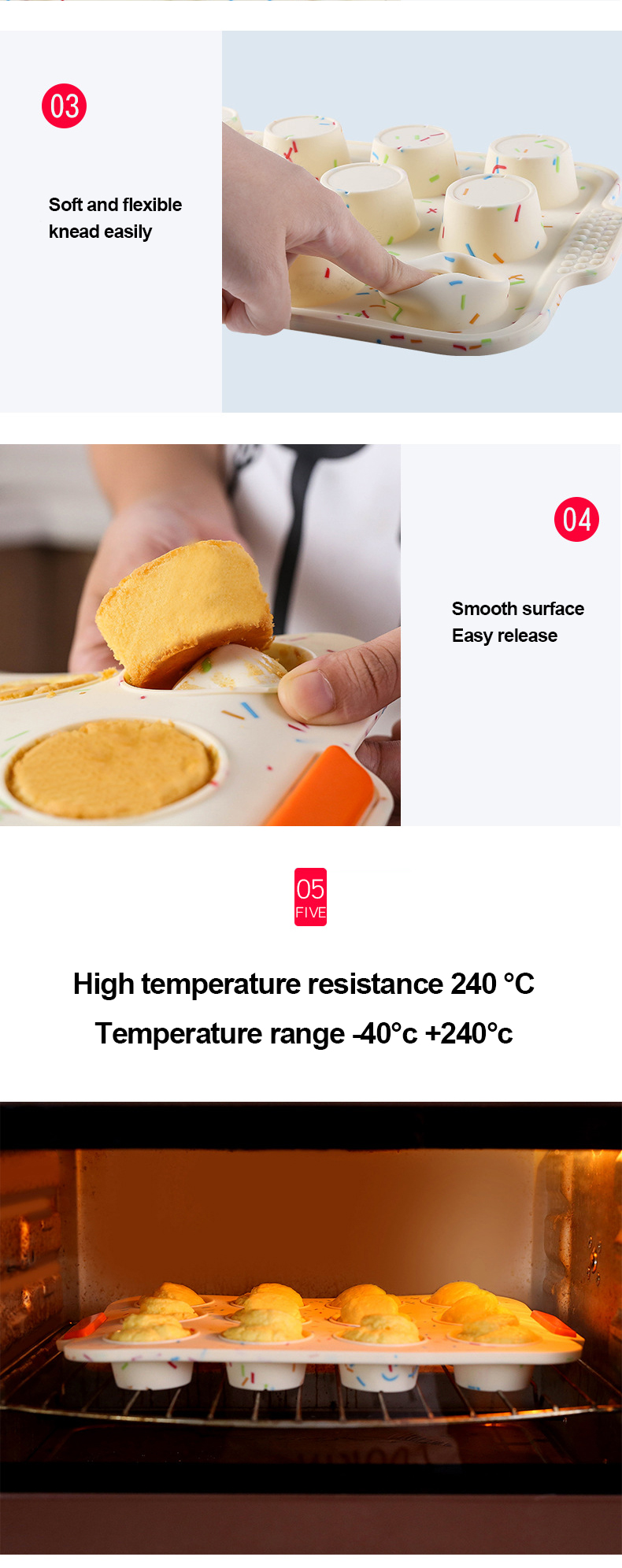 High Temperature Resistant 12 Cavity Silicone Bread Mold