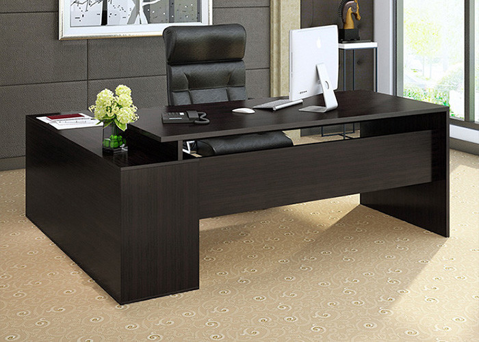 Beautiful Manager Office Furniture / Modern Office Desk Light Walnut / Black Color Custom