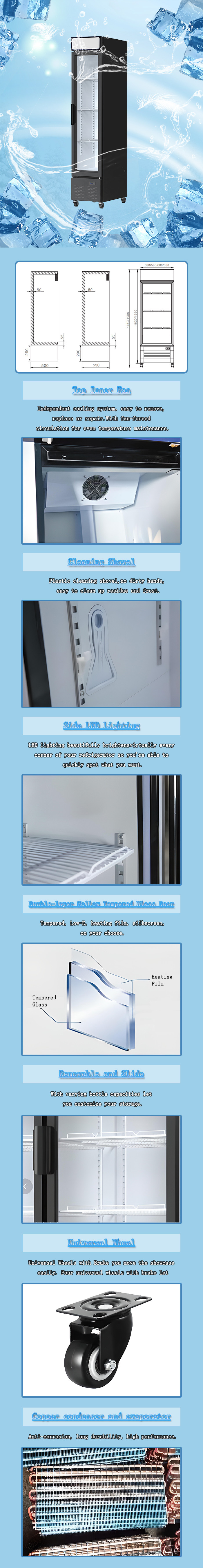 Automatic Defrosting Glass Drinks Fridge