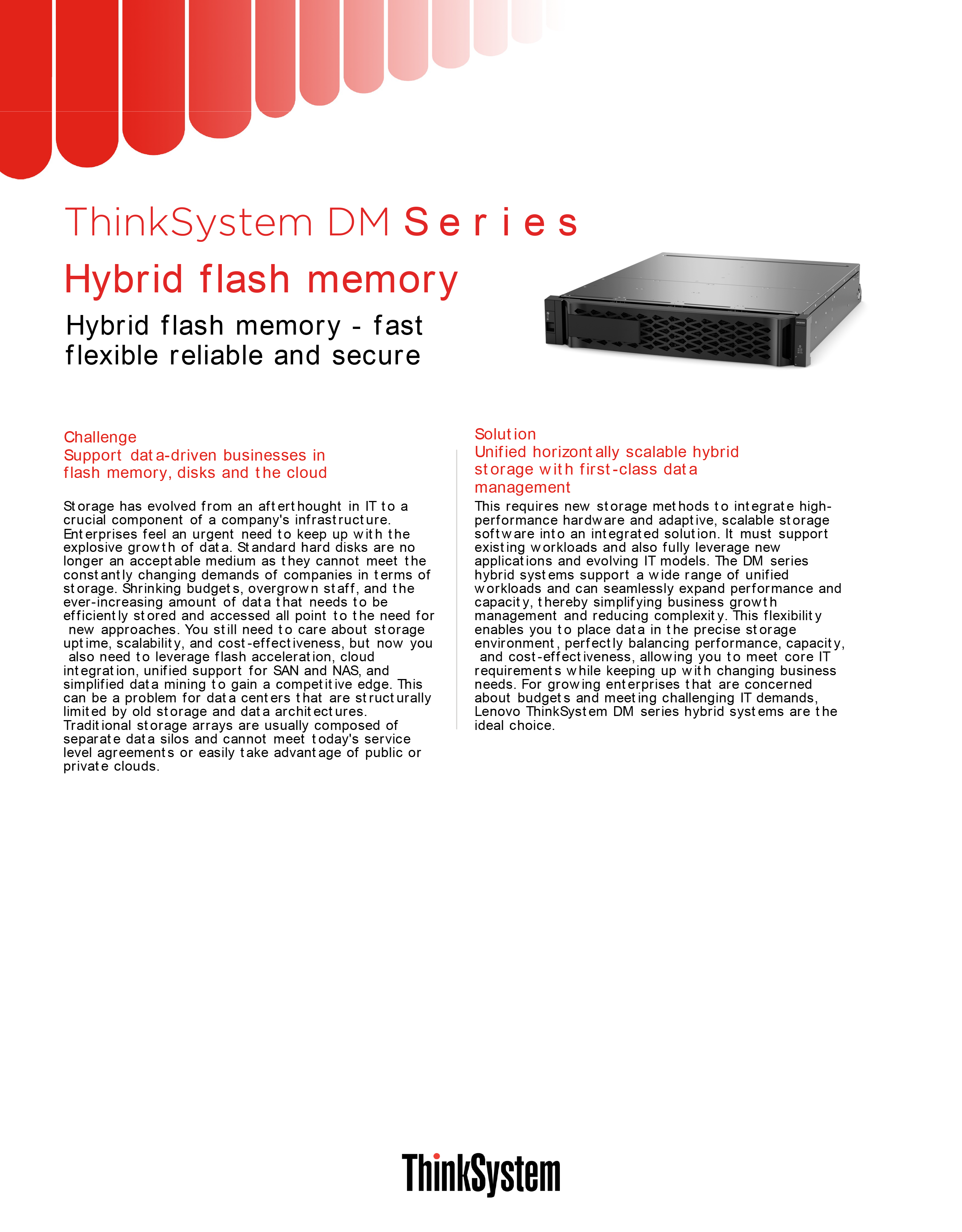 ThinkSystem DM3000H Hybrid Storage 24TB NVMe 2U Rack Server