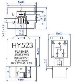 Medium Led Turn Signal Flasher For Led Bulbs 3 Terminals 12V Electonic 81980-22070