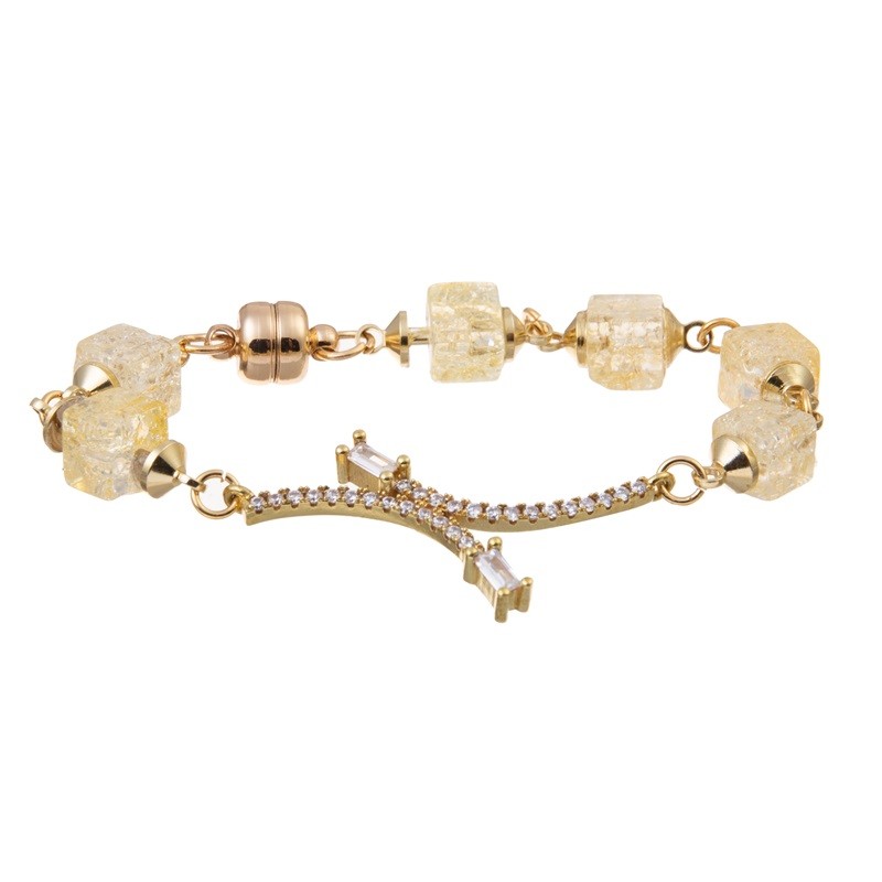 White Crystal Beaded 6.5" Adjustable Beaded Bracelet Set Gift For Her
