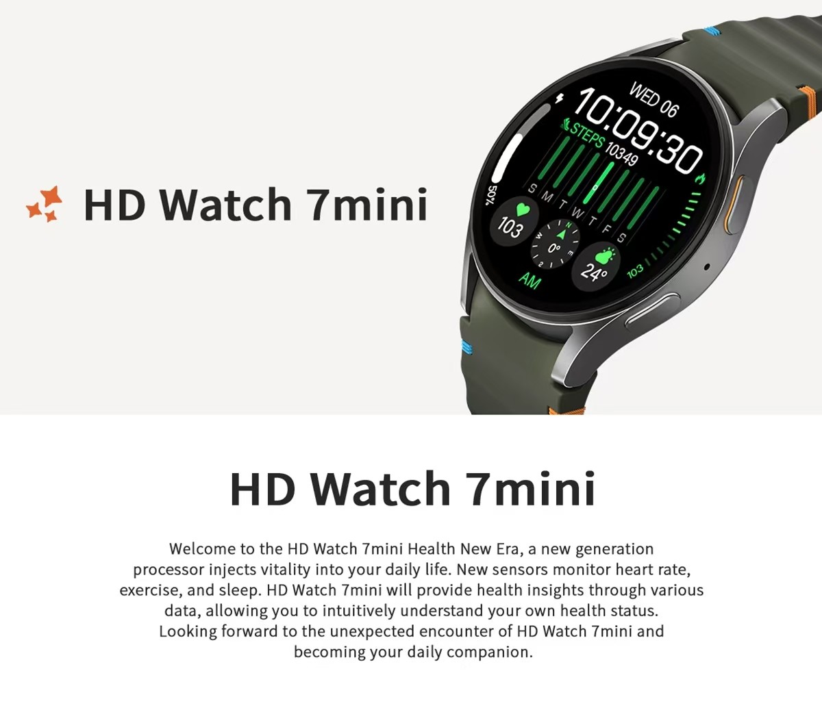 HD Watch 7 Mini Men Smart Watch With 1.3 Inch AMOLED 128Mb Flash App FitCloudPro