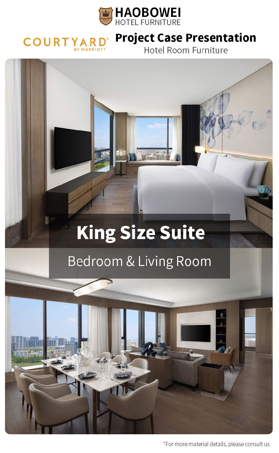 Foshan China 4 Star King Size Bedroom Set Marriott Resort Hotel Furniture