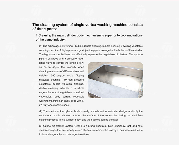 2400L 1800KG/H Fruit Vegetable Washing Line With Swirling Bubbles