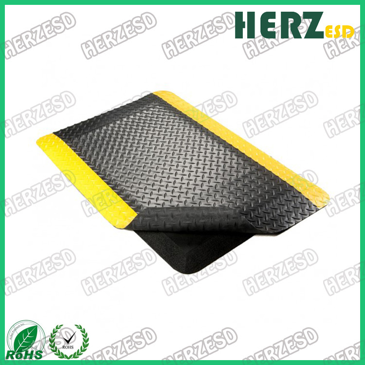 Yellow And Black ESD Rubber Mat With PVC / EPDM Foam / Rubber Material