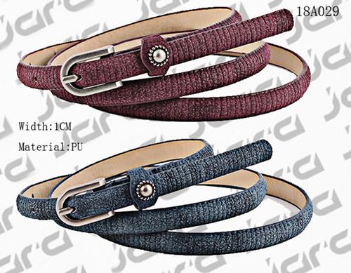 Quality 1cm Width Special Fabric PU Thin Womens Belt With Metal Studs In The Loop for sale
