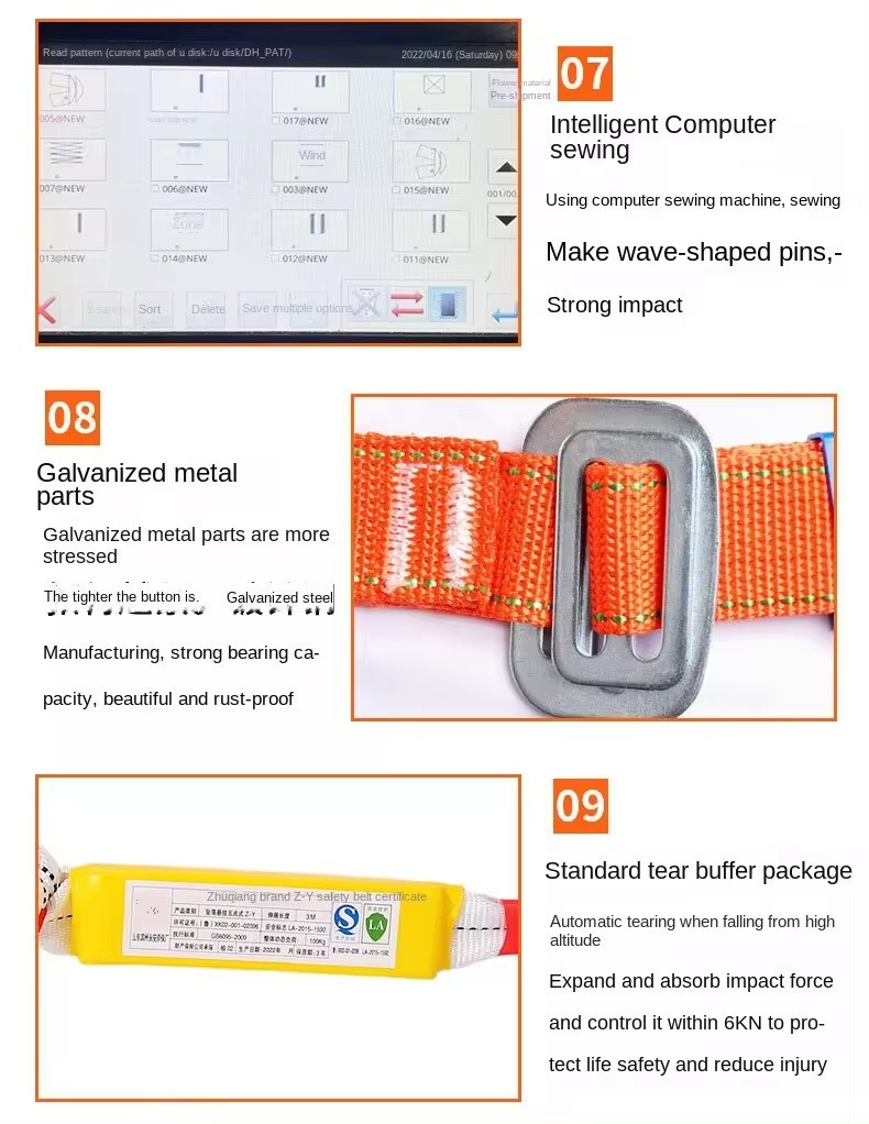 Full Protection Body Five Point Super Safety Belt Anti Fall Device High Altitude Safety Fire Rope Personal Protective