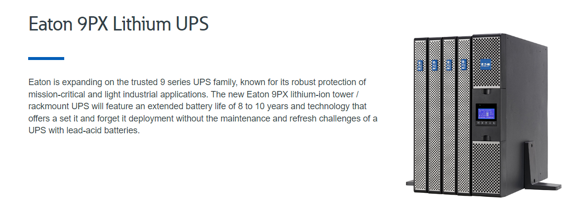 Eaton 9PX Lithium-ion aton ups dx20k cnxl3 online ups RT 2U UPS with built-in Lithium battery power supply system