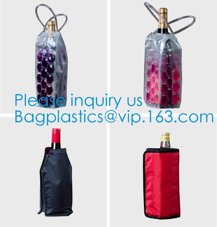 PVC Ice Bag, Wine Beer Gift Bags, Wine Bag, Drink Ice Bags, Portable Wine Bags Gel Ice Pack PVC Wine Cooler Bag With Han