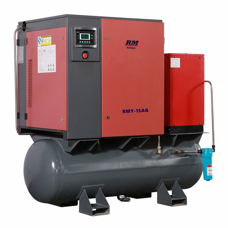 7bar -16bar pressure screw compressors combined with air tank and air dryer 7.5kw