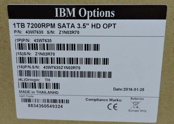 43W7630 IBM Hard Disk 43W7633 1T 7.2K SATA 3.5 DS3400 1 year warranty