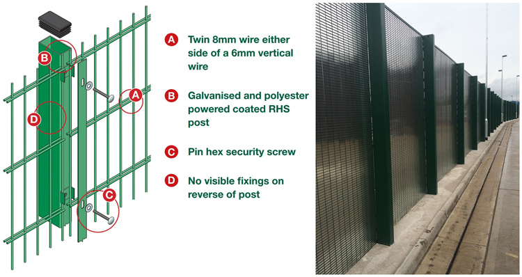 Anti Climb Barbed Wire Mesh High Security 358 Railway Station Fence