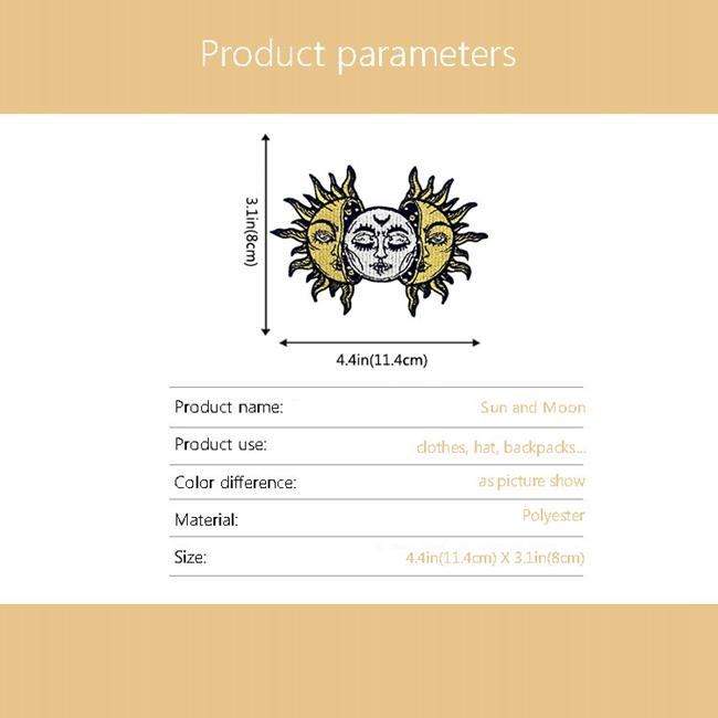 Fabric Sun Moon 4.4in Custom Embroider Patch For Short Sleeve
