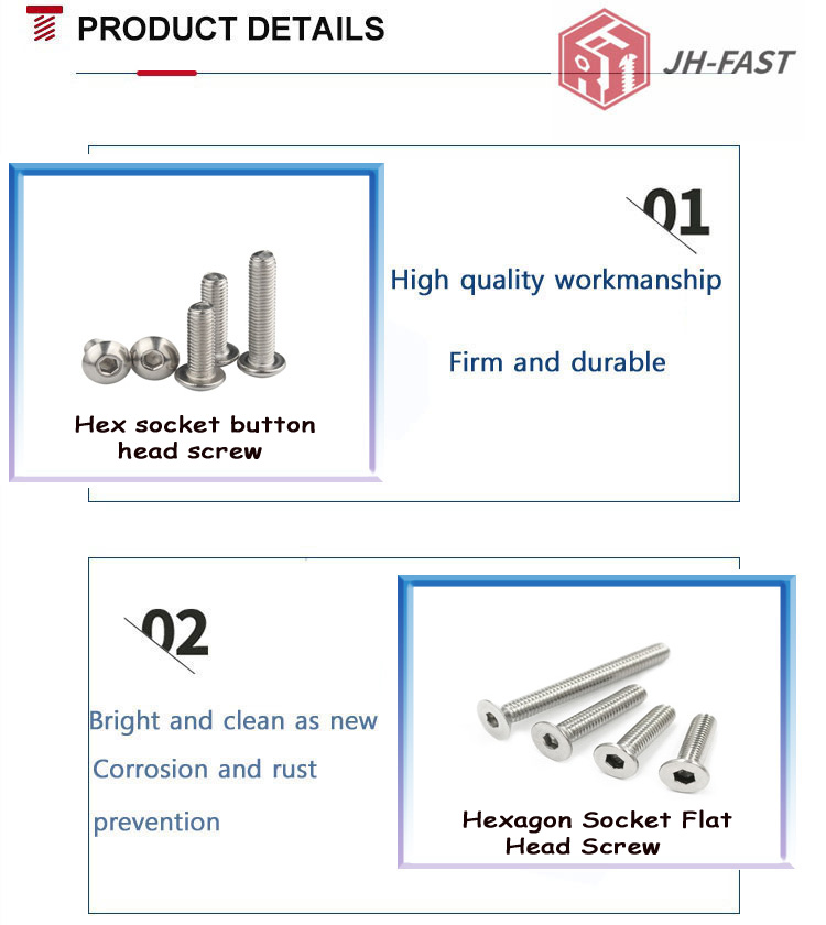 OEM Customized ISO 7380 Stainless Steel M4 M5 M6 M8 M10 Hex Socket Button Head Screw