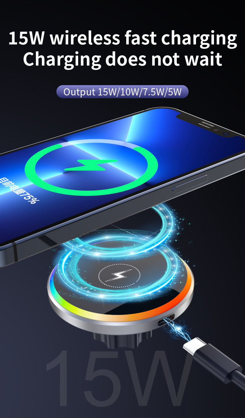 User-Friendly Magnetic Wireless Car Charger for Qi Smartphones in Silver/Grey