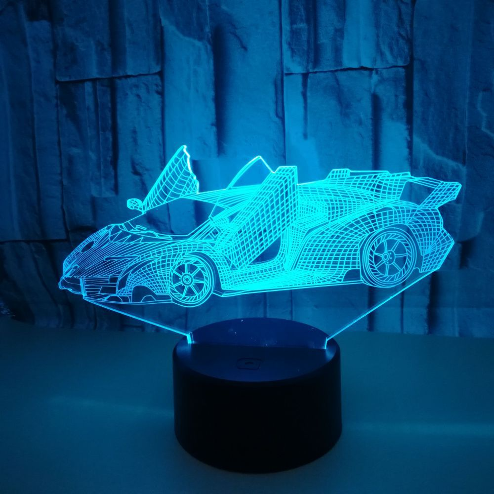 Creative sports car 3D small table lamp Advertising creative gift 3D visual light Colorful touch desktop night  light