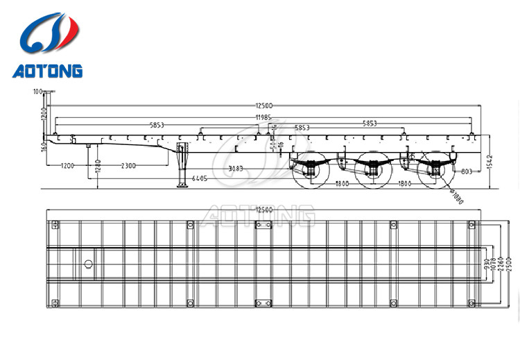 35tons 3 Axles Shipping Container Trailer with Max Payload 50000kgs and Materials