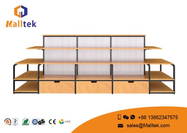 Customized Wooden Retail Displays Wooden Display Wall Shelves Stainless Steel