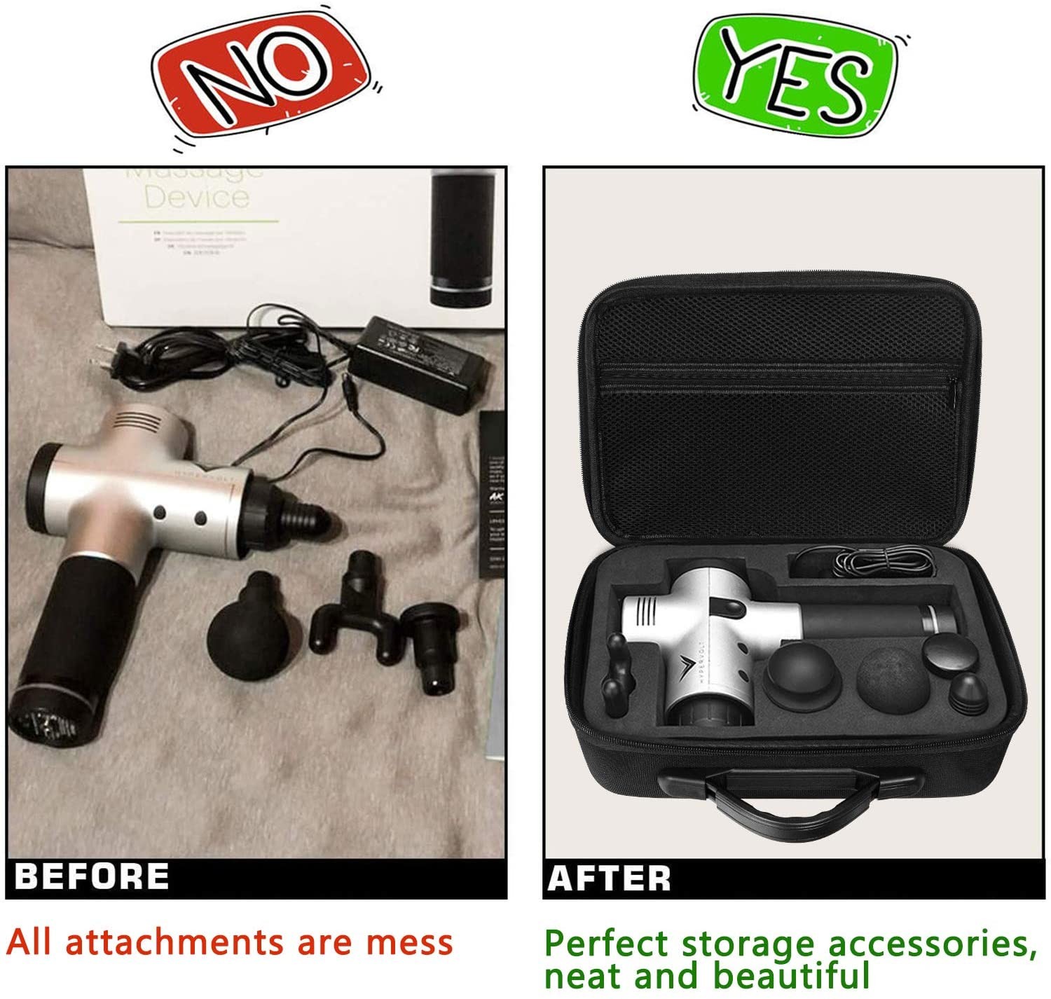 1680D Oxford Massage Gun Case , Portable Eva Hard Shell Case