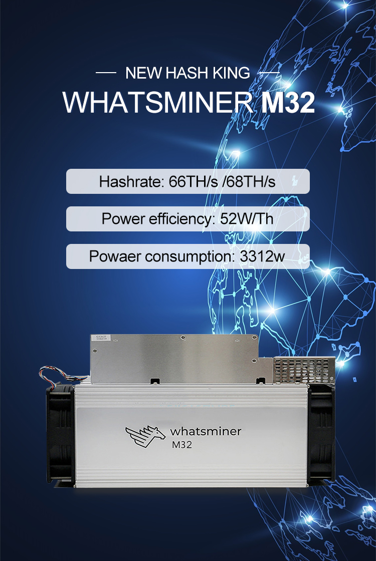 3312W Whatsminer Bitcoin Miner Whatsminer M32 66Th/S 68Th/S high hashrate