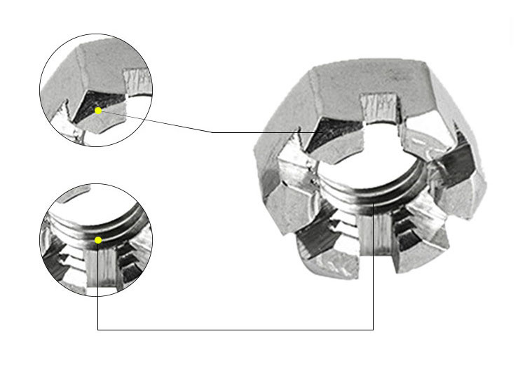 18-8 Stainless Steel Slotted Hex Nuts Castle Locknuts Use With Cotter Pins
