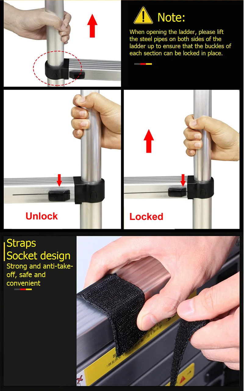 Portable Easy Store Folding Step Manufacturers Loft Retractable Foldable Aluminum Telescopic Ladder