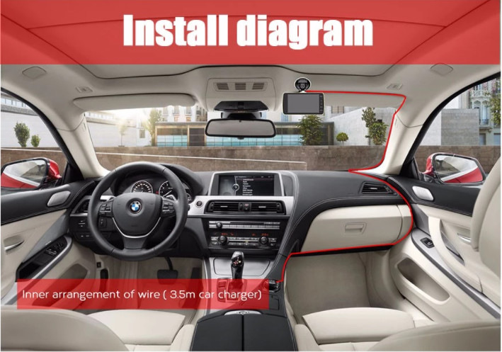XINLIHANG 1080P 4inch Front And Interior Dash Cam with Speed Indicator