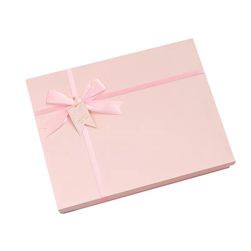 Custom Christmas Gift Box Large Lid Bottom Box Packaging Bow Holiday Ribbon Luxury Unique Holiday Party Gift Box