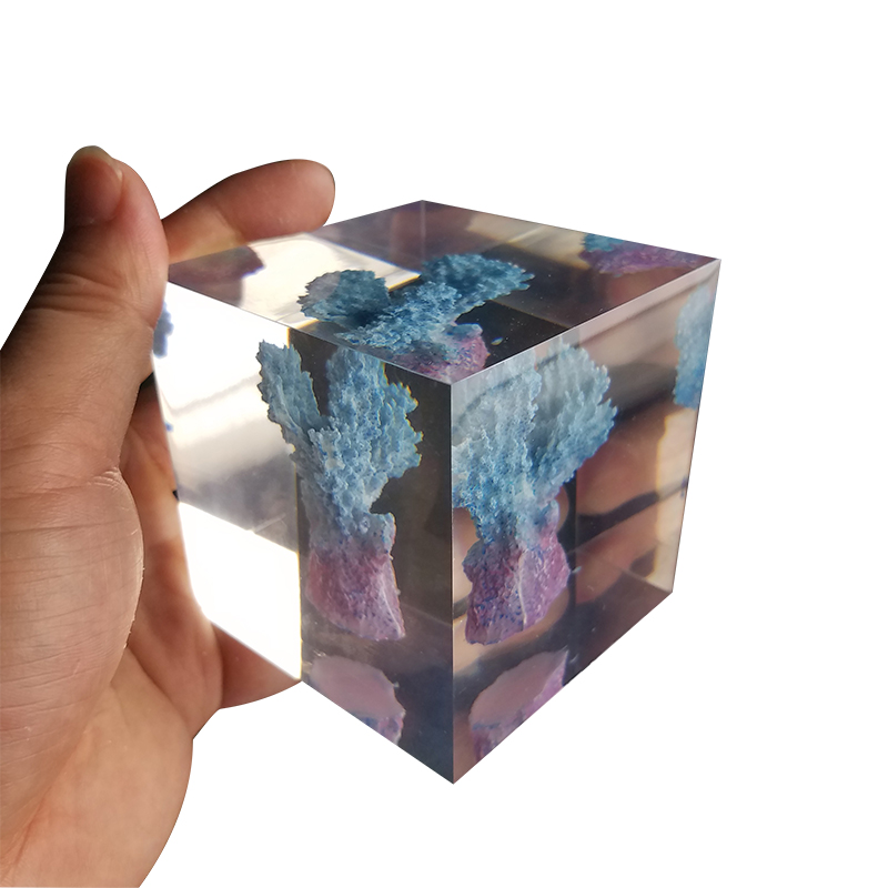cubic Acrylic resin paper weight with custom embedding inside