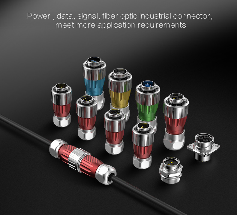 2018 DH24 Pogo Optical Fiber Circular WaterProof Connector for Signal Transfer, Metal Plug and Socket with Dust Cover