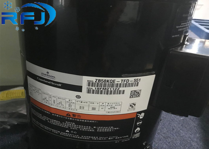 CE ROHS Approval Refrigeration Scroll CompressorZB Series ZB58KQE-TFD 380-420V/3P/50Hz