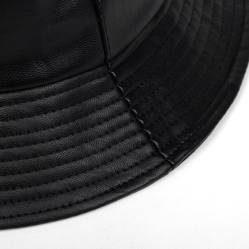 Artificial Leather Fisherman Hat PU Solid Color Spring Buckle