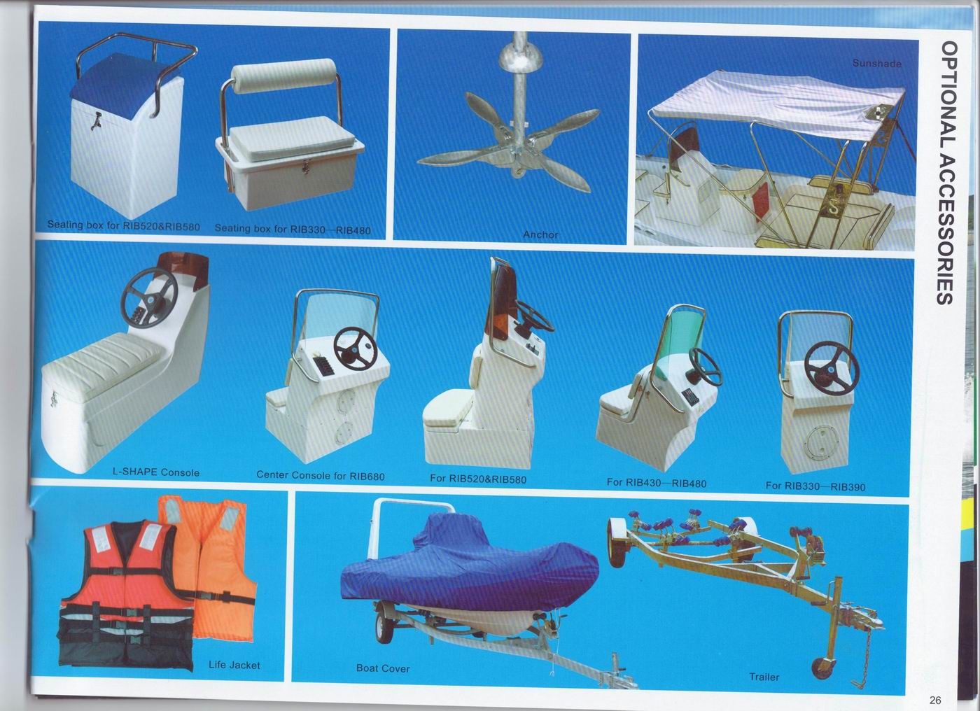 Fiberglass + Orca Hypalon Rigid Hull Inflatable Rib Boat with steering system