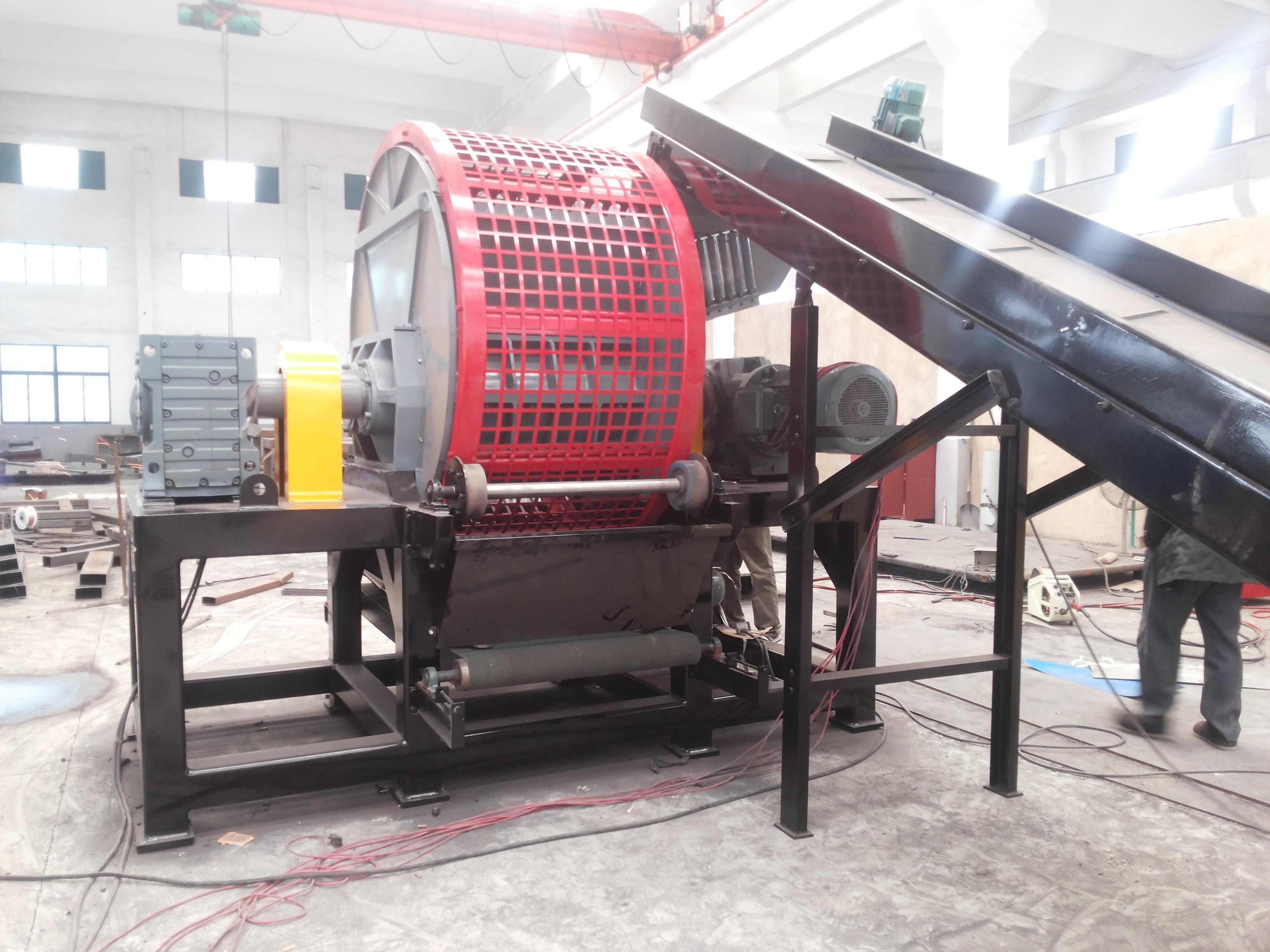 Double Shaft Tire Shredder rubber Shredder，Tire Shredder, Tire Crusher,Tire Shredding Machine- For Tire Recycling Plant