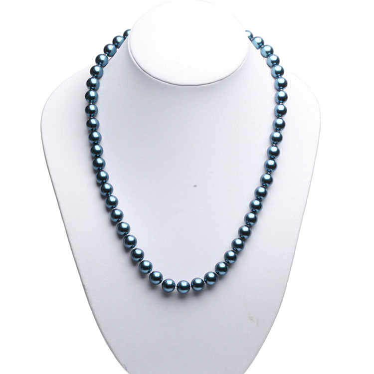 Luxury Luster Blue Round 10mm Shell Pearls Necklace 22 inches (N10612)